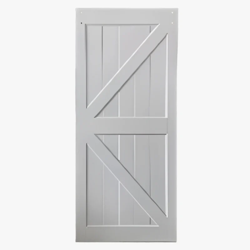 White Barn Style Sliding Door with Diagonal Braces